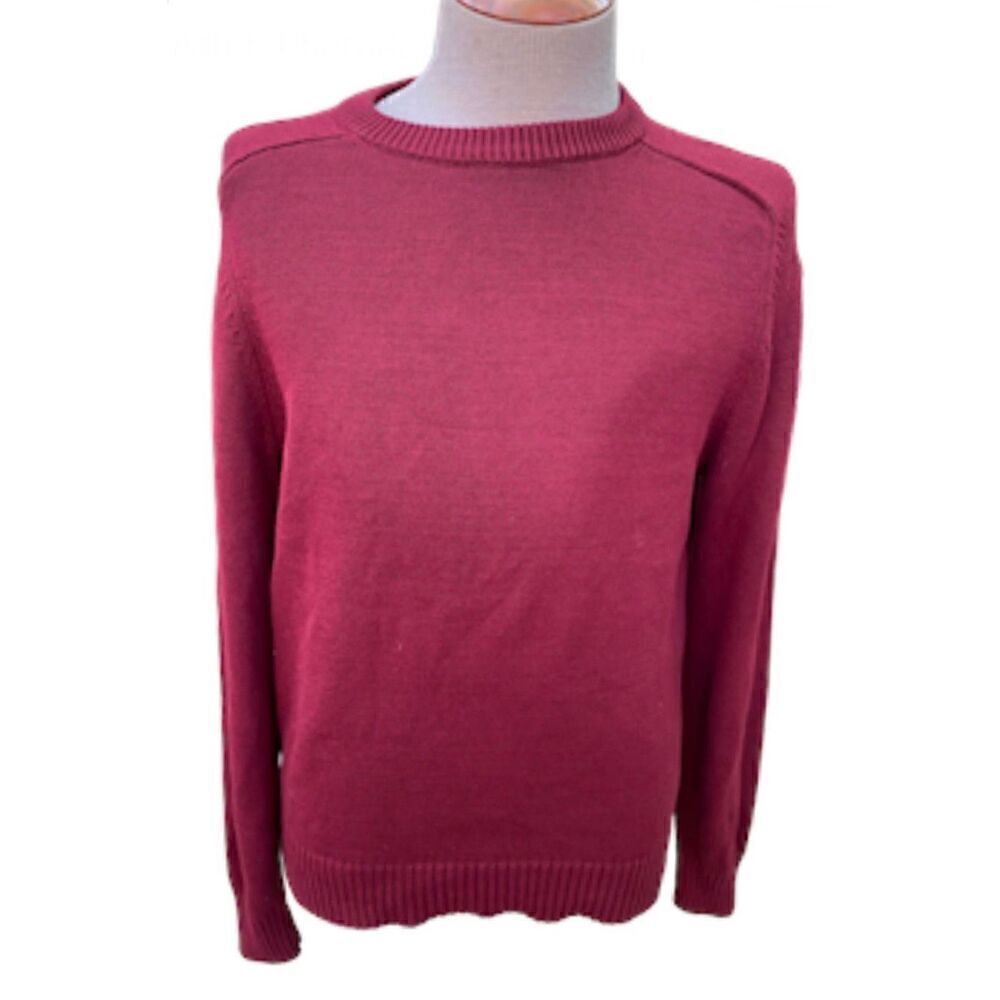 J. Crew Reimagined Men’s Pullover Sweater 100% Cotton Deep Red Sz M